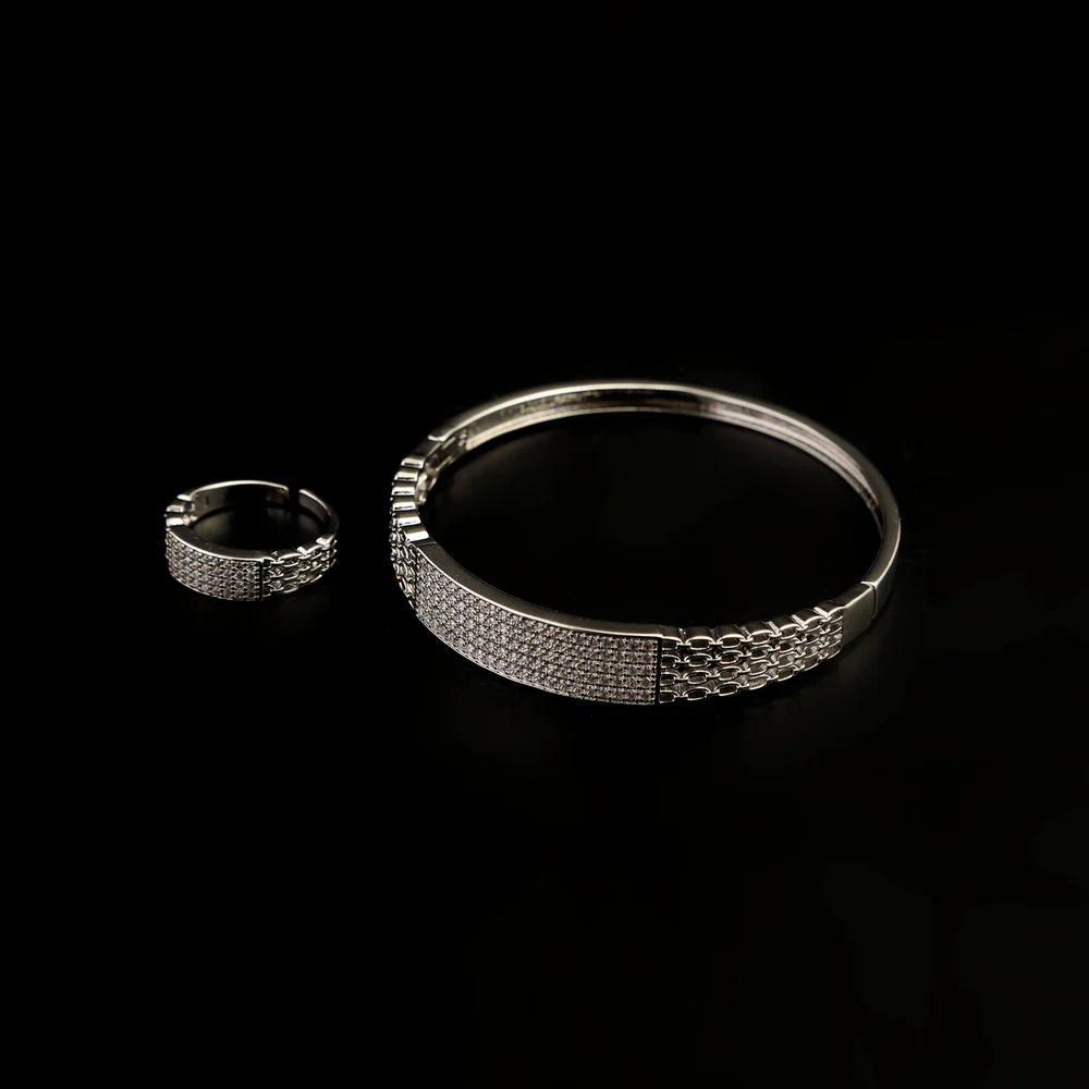 Women's Fancy Kara With Ring - Silver