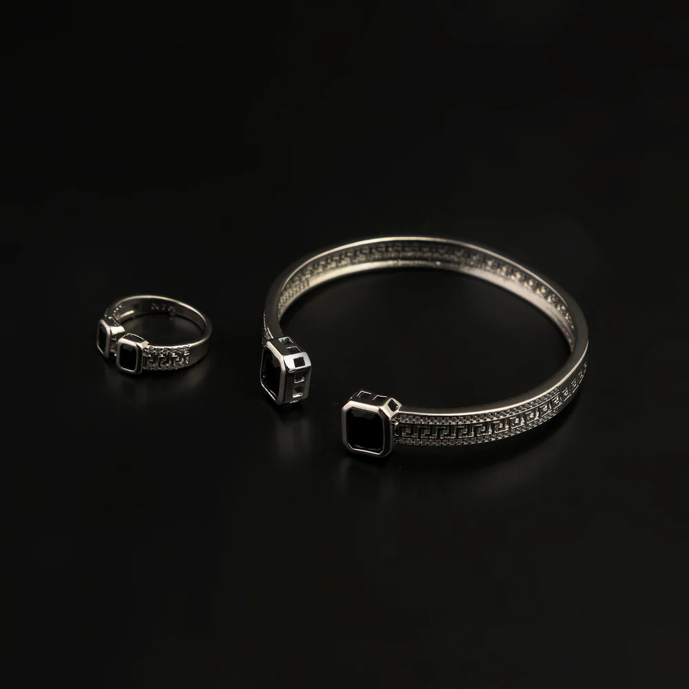 Women's Fancy Kara With Ring - Silver