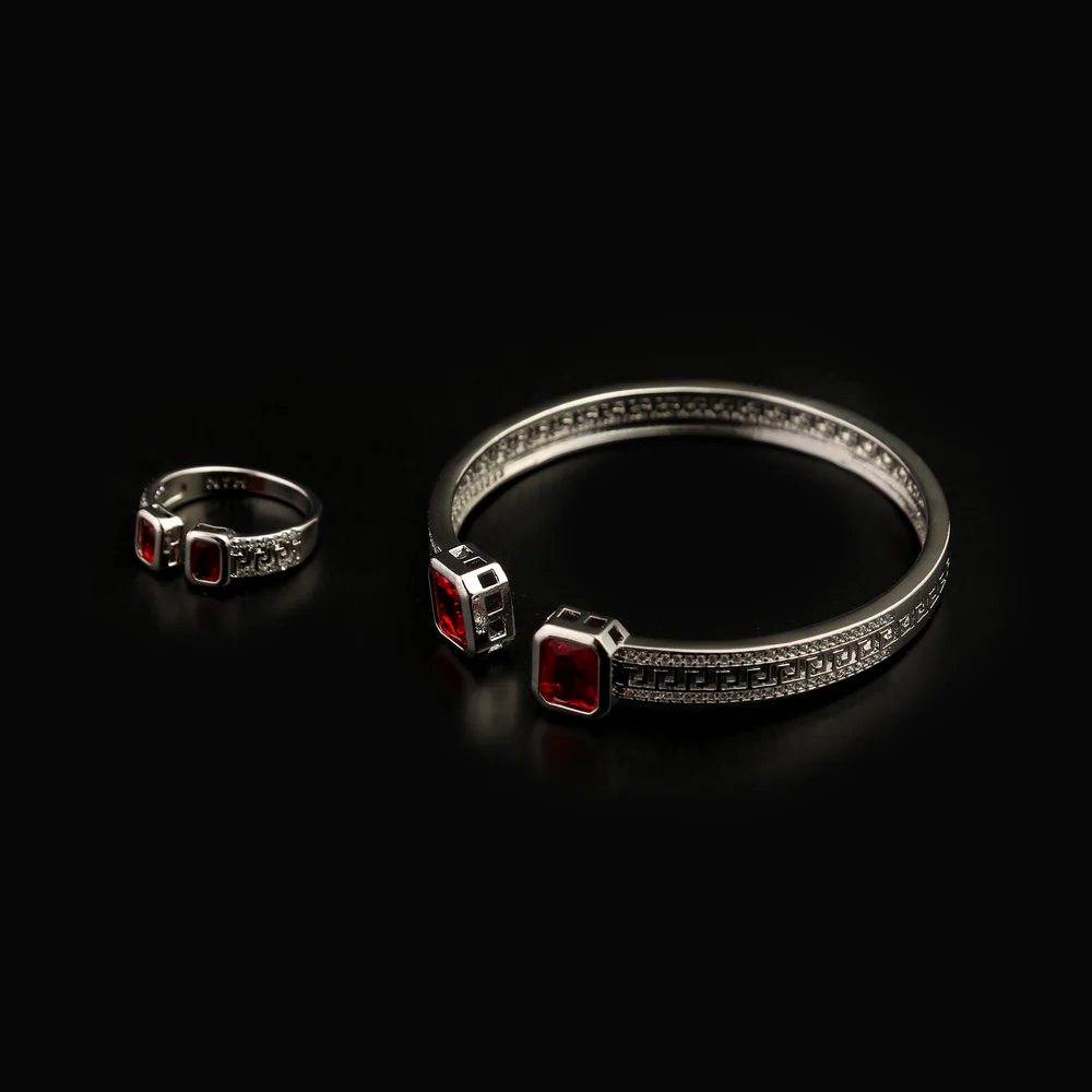 Women's Fancy Kara With Ring - Silver